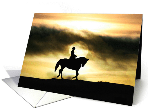 Dressage horse silhouette thank you card (873136)