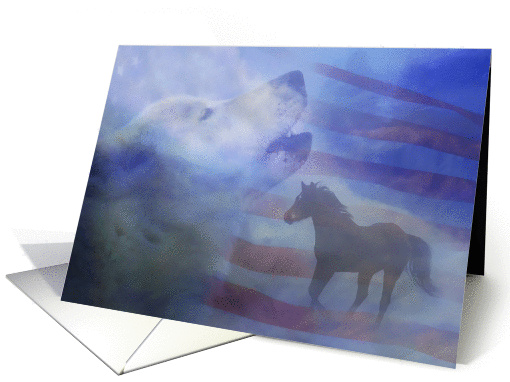 thank you for your service wolf and horse card (944055)