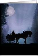 Pretty Sieigh Ride in the Moonlight Chiristmas card