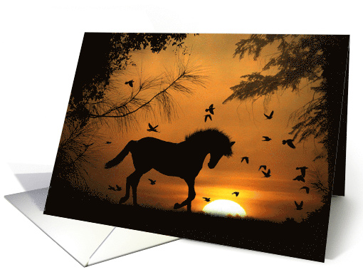 Horse and Birds Sympathy for Passing of Horse card (980389)