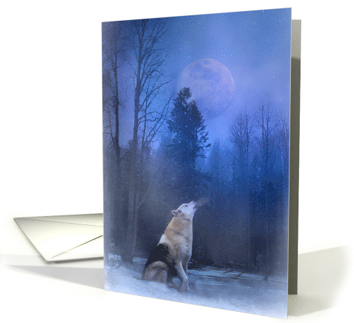 Christmas Wolf in Snow Heaven and Nature Sing card (987743)