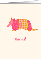 Pink & Yellow Armadillo Thank You card