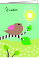 Gracias -Spanish Thank You Bird & Sun card