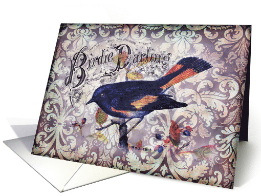 Any Occasion-Vintage Bird and Damask card (789737)