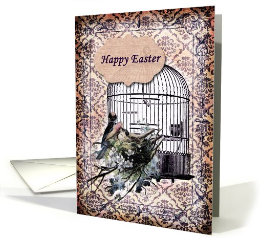 Happy Easter- Birds and Birdcage card (792270)