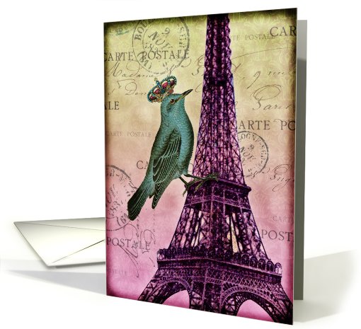 Vintage Parisian Bird -Any Occasion card (819376)
