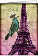 Vintage Parisian Bird -Any Occasion card