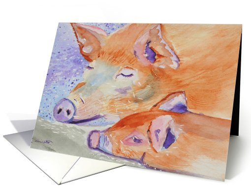 mommy and baby pig animal card (625412)