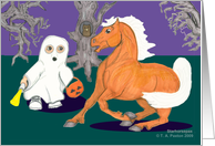Ghost spooks Pony Halloween card