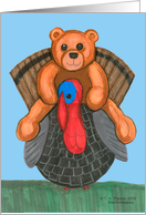 Thanksgiving Teddy Bear on a Turkey card