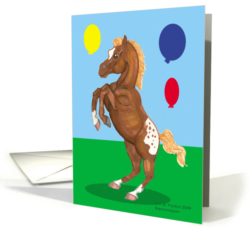 Rearing Appaloosa Horse with balloons Birthday for Girls card (505549)