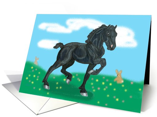 Black Friesian Foal Easter card (533235)