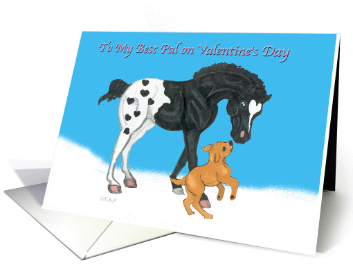 Hearts Appaloosa Horse and Golden Labrador Dog Valentine card (535326)
