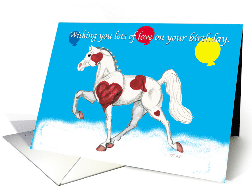 American Saddlebred Pinto Horse with Hearts card (535331)