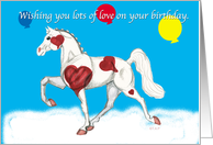 American Saddlebred Pinto Horse with Hearts card