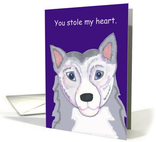 Husky Dog Head Valentine card (535630)