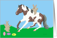Paint Horse and Bunnies Easter card