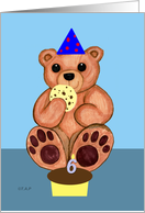 Six years old Birthday Bear card