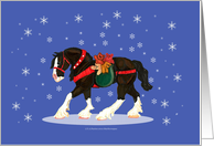 Christmas Horse carrying Teddy Bears card
