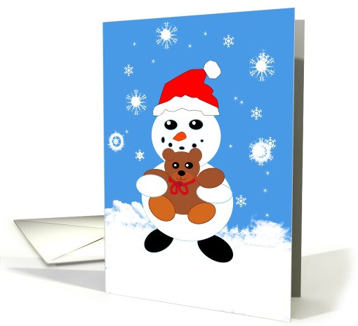 Christmas Snowman Cuddles Teddy Bear card (731376)