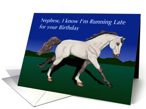 Cantering Connemara Pony Nephew Belated Birthday card (837949)