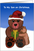 To my Son on Christmas Teddy Bear card