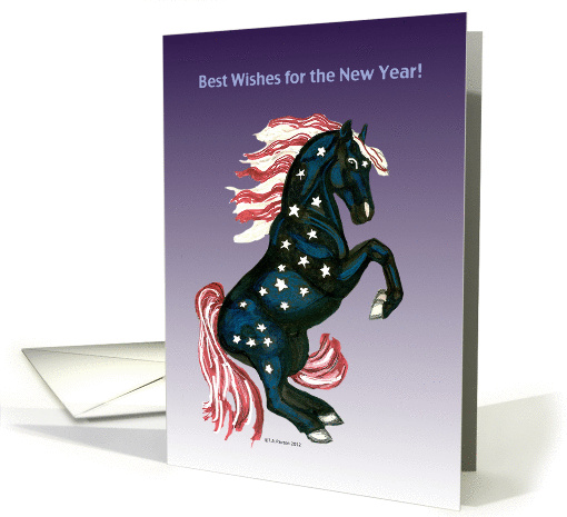 Star Spangled Horse New Year's Best Wishes card (983261)
