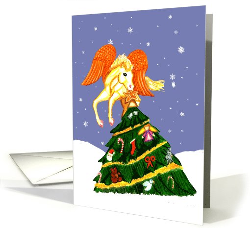 Fantasy Pegasus with Christmas Tree card (985247)
