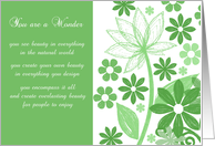 Florist birthday green and white flowers card