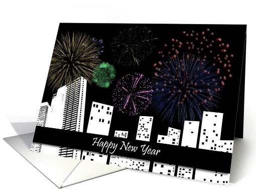 Fireworks Happy New Year card (538334)