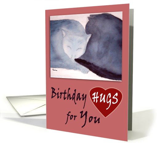 Happy Birthday Hugs Cuddling Cats card (588375)
