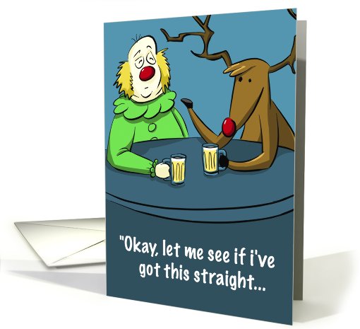 Christmas Humor Reindeer W Clown card (521963)