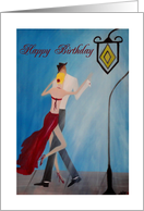 Street Lamp Dance Happy Birthday card