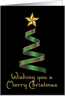 Wishing you a merry christmas ribbon tree and star card