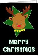 Merry Christmas Reindeer star Christmas card