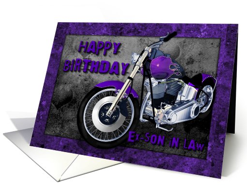 happy birthday purple motor bike ex son in law. card (573994)