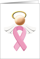 breast cancer awareness angel and support ribbon blank note card