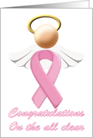 breast cancer awareness angel and support ribbon all clear card