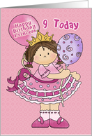 Happy birthday pink princess 9 today card