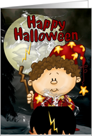 Happy Halloween little wizard boy card