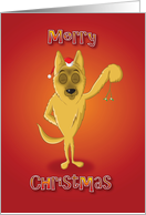 German shepherd - mistletoe card