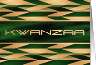 Kwanzaa Chevron Weave Green Faux Gold card