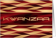 Kwanzaa Chevron Weave Red Faux Gold card