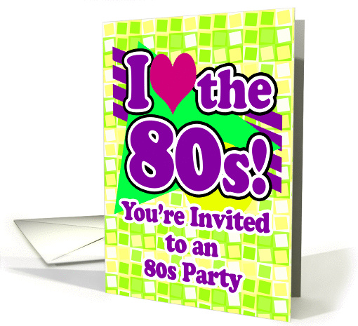 I Love the 80s Party, Bright Colors Invitations card (1179072)