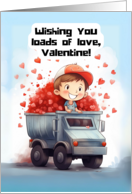 Loads of Love Dump Truck Boys Valentines Day card