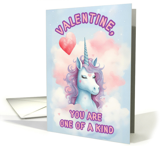 Unicorn One of a Kind Mystical Girls Valentines Day card (1818002)