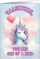 Unicorn One of a Kind Mystical Girls Valentines Day card