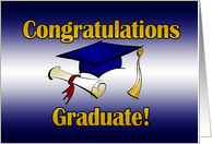 Congratulations Graduate Blue Cap Tassel Diploma Graduation card