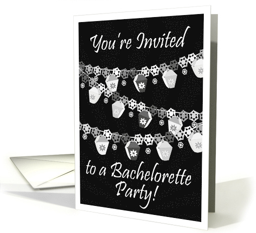 Bachelorette Party Invitations Black and White Hanging... (853376)