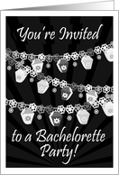 Bachelorette Party Invitations Black and White Hanging Lantern Lights card